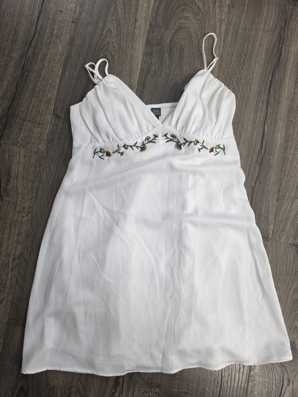 wild fable White Embroidered Spaghetti-Strap Chemise